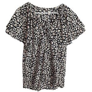 Unbranded Button-Up Top Size XL Layered, Short Sleeve Floral Polyester